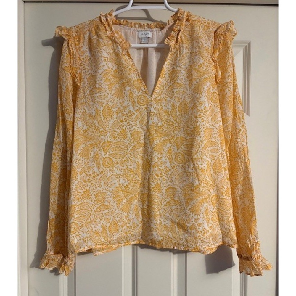 J. Crew women's long sleeved blouse with paisley print, size large
